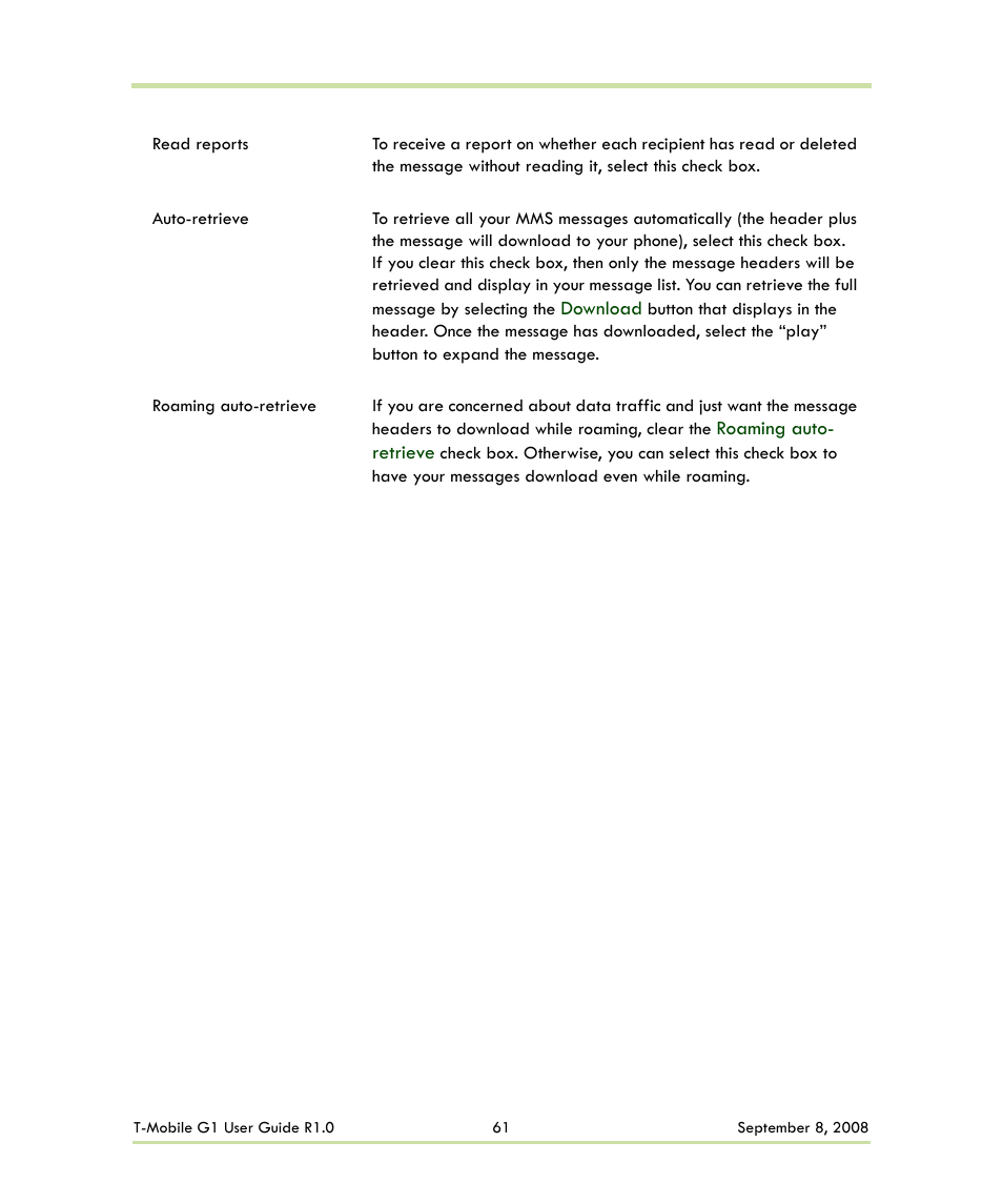 HTC G1 User Manual | Page 61 / 141