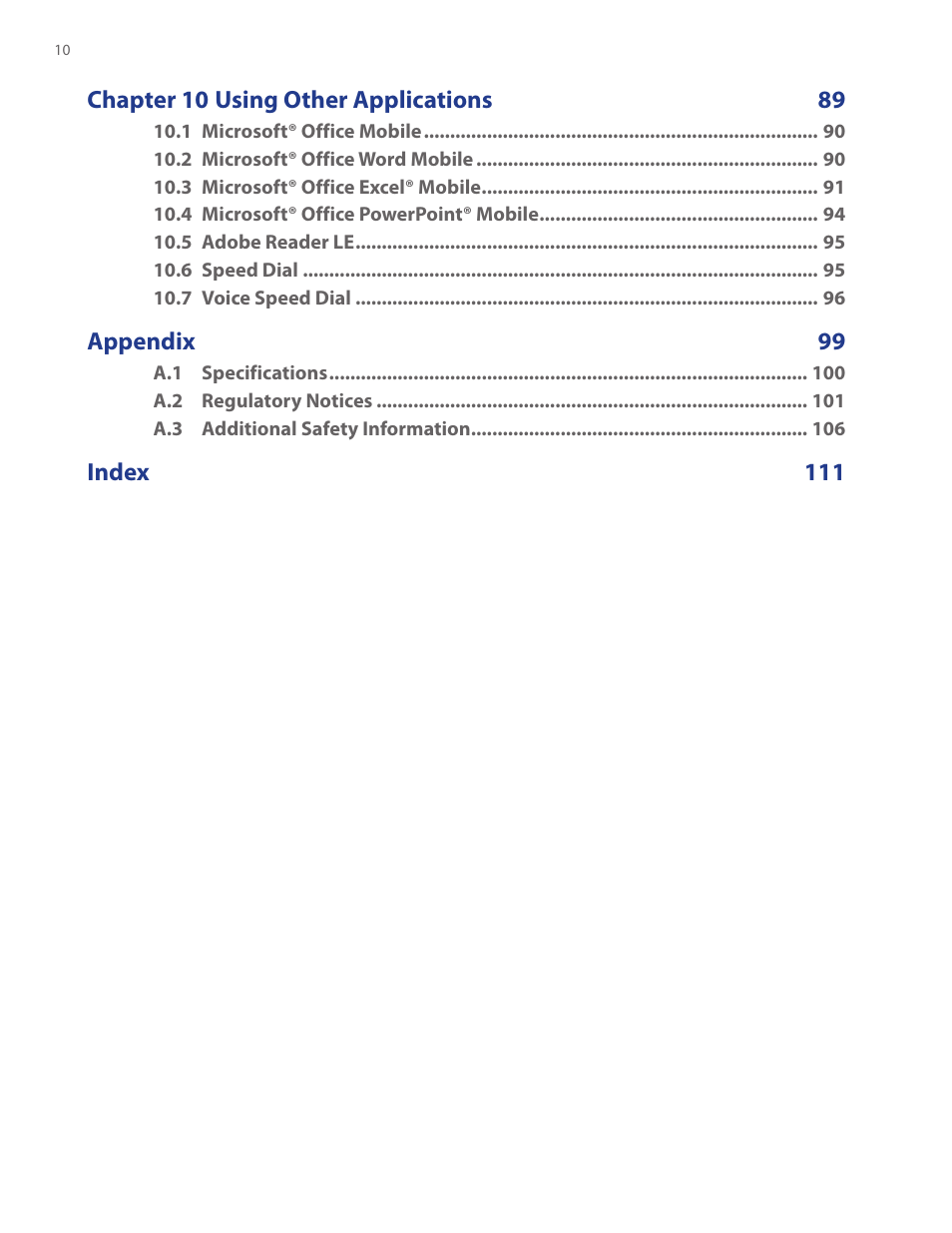 HTC IRIS100 User Manual | Page 10 / 114