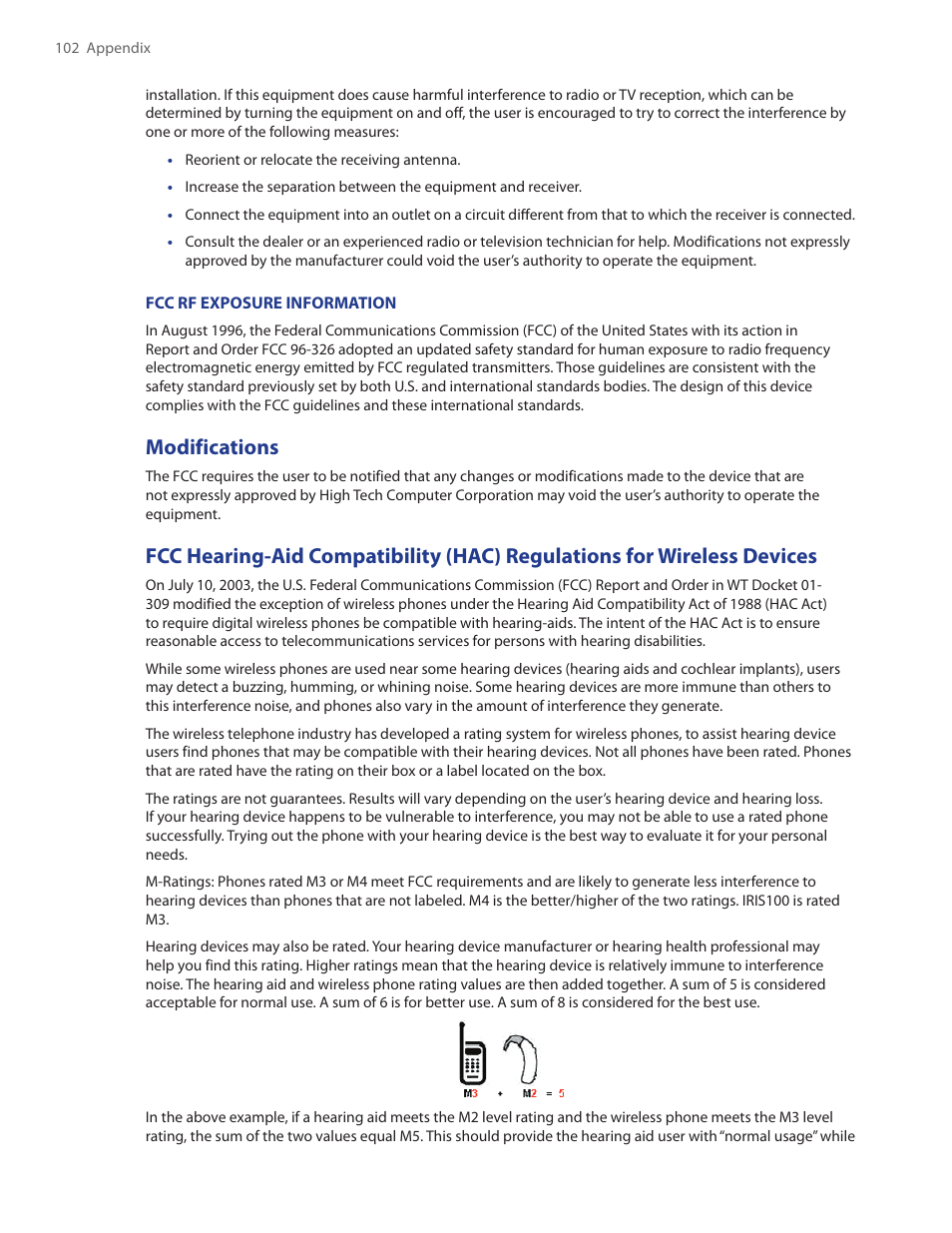 Modifications | HTC IRIS100 User Manual | Page 102 / 114