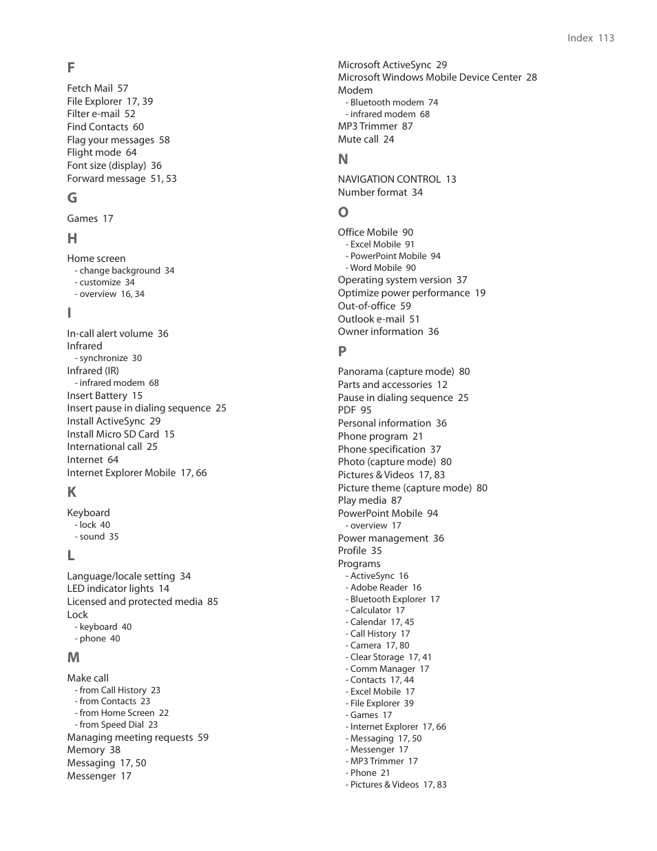 HTC IRIS100 User Manual | Page 113 / 114