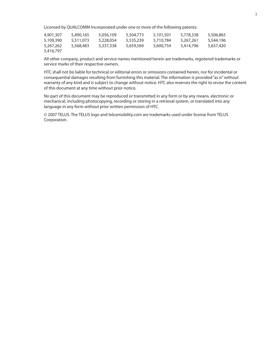 HTC IRIS100 User Manual | Page 3 / 114