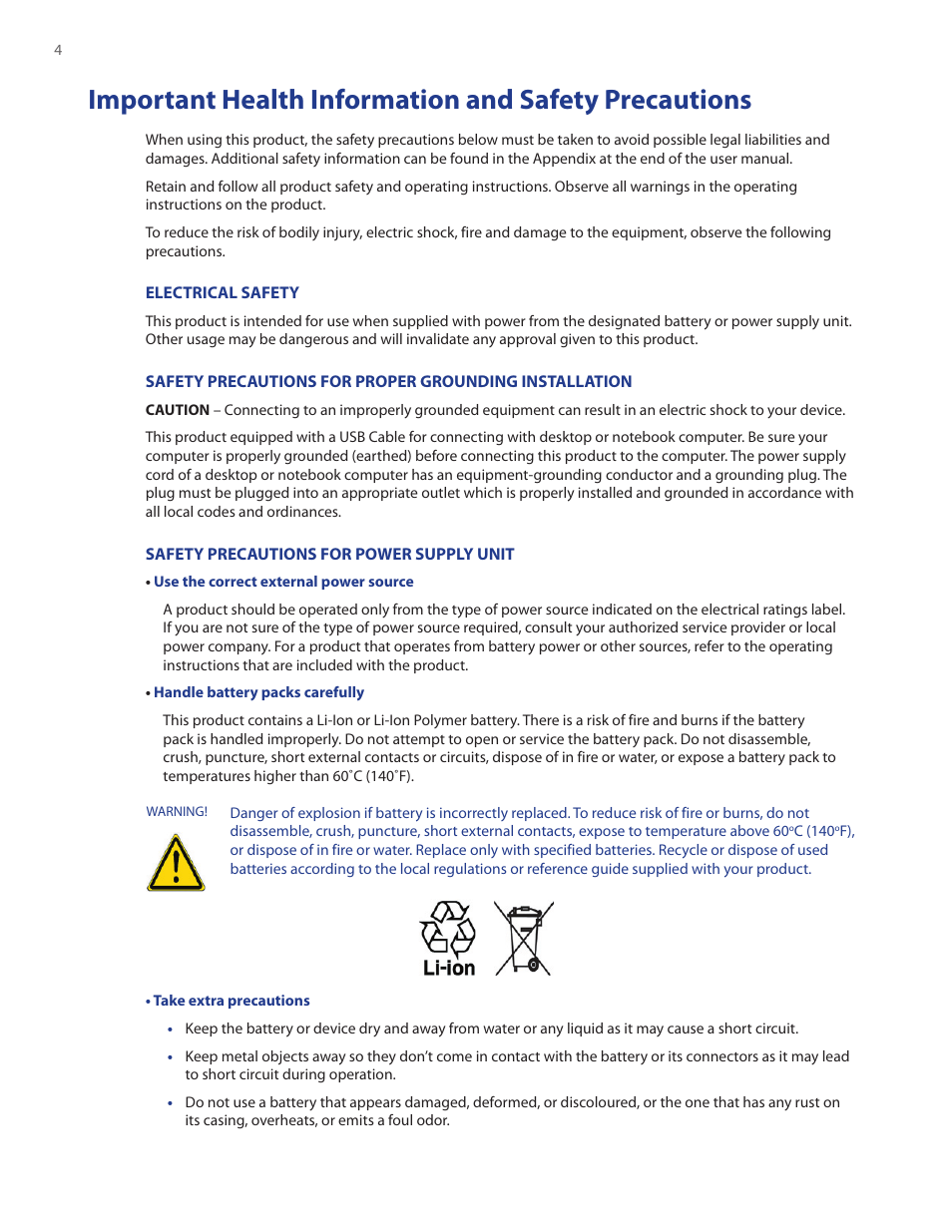 HTC IRIS100 User Manual | Page 4 / 114