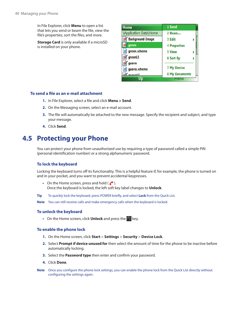 5 protecting your phone | HTC IRIS100 User Manual | Page 40 / 114