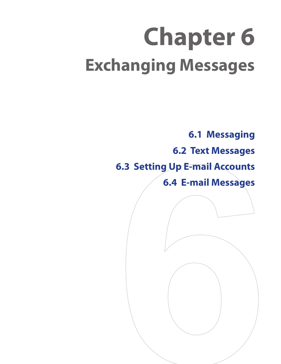 Chapter 6 exchanging messages, Chapter 6, Exchanging messages | HTC IRIS100 User Manual | Page 49 / 114