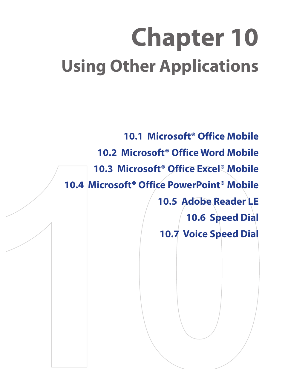 Chapter 10 using other applications, Chapter 10, Using other applications | HTC IRIS100 User Manual | Page 89 / 114