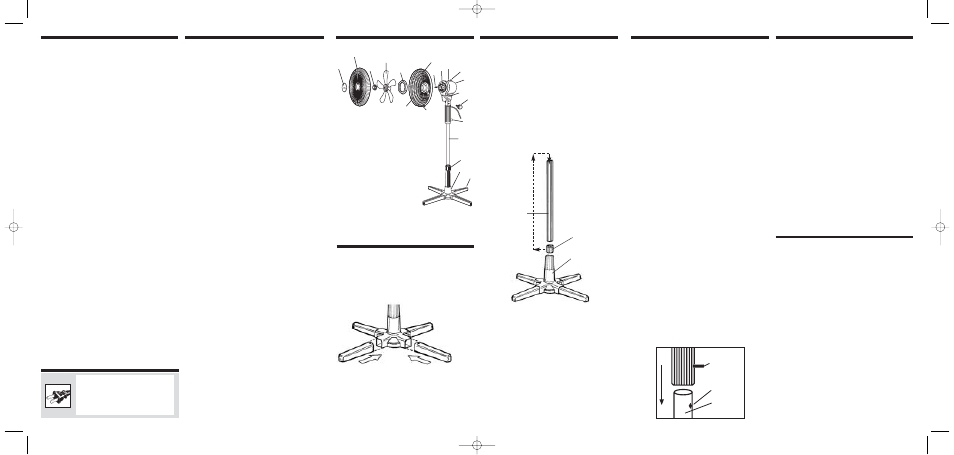 Base assembly, Pole assembly, Fan head assembly | Final assembly, Tilt adjustment, Height adjustment | Holmes HASF2009 User Manual | Page 2 / 2