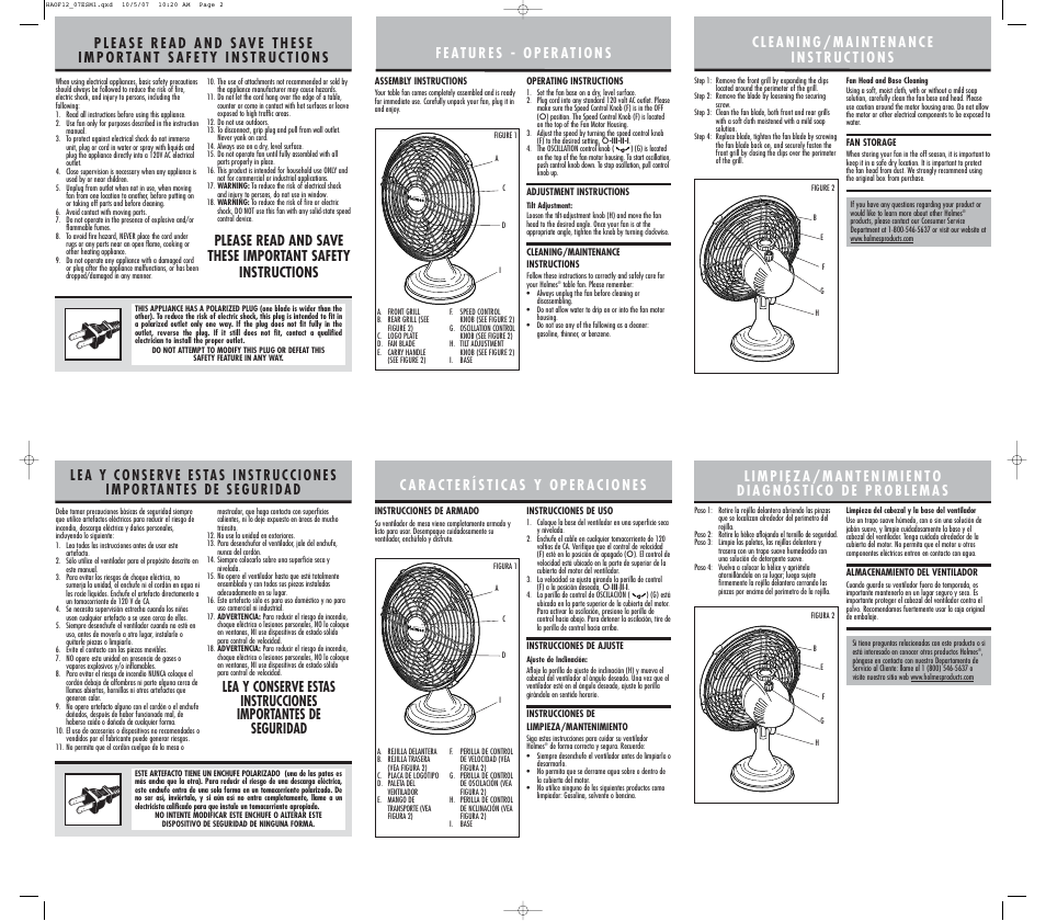 Holmes HAOF12 Series User Manual | Page 2 / 2