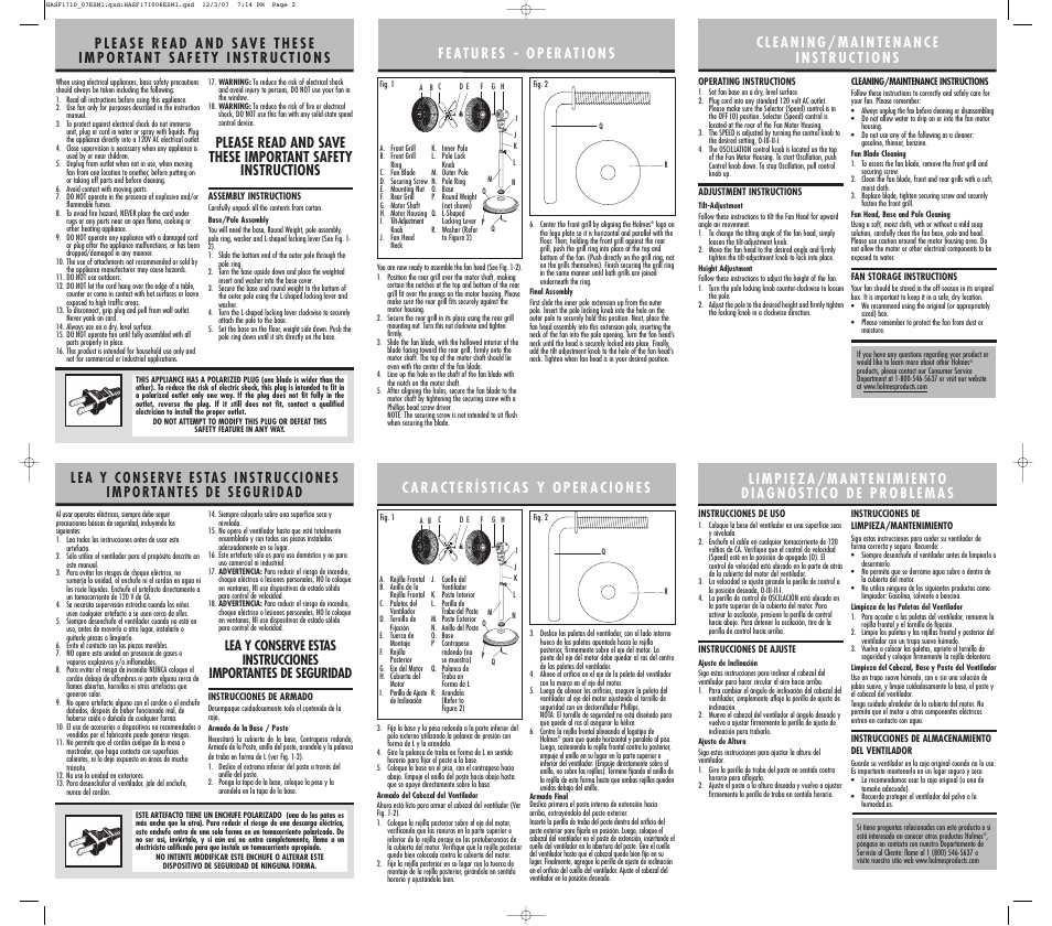 Holmes HASF-1710 User Manual | Page 2 / 2