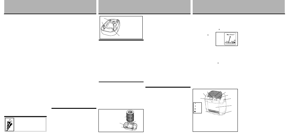 Replacing the filter, Using the humidistat, How cool mist works | Pre-operating instructions, Filling the water tank | Holmes pmnHM3600 User Manual | Page 4 / 6