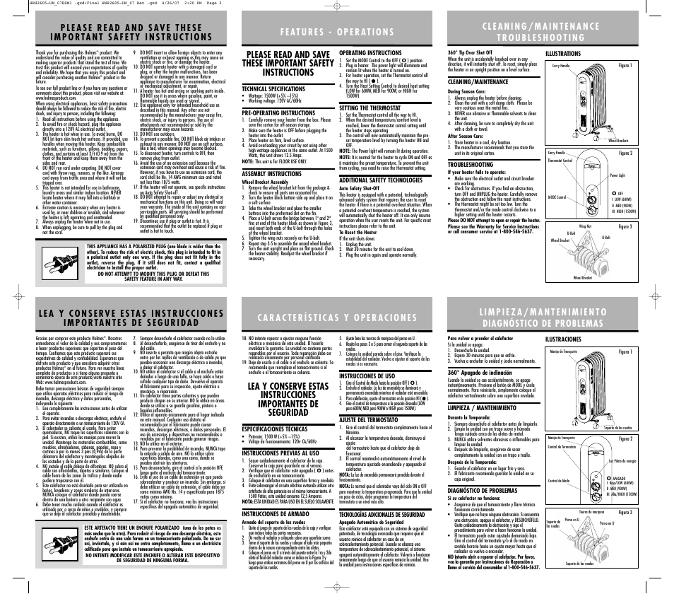 Holmes HWH2605 User Manual | Page 2 / 2