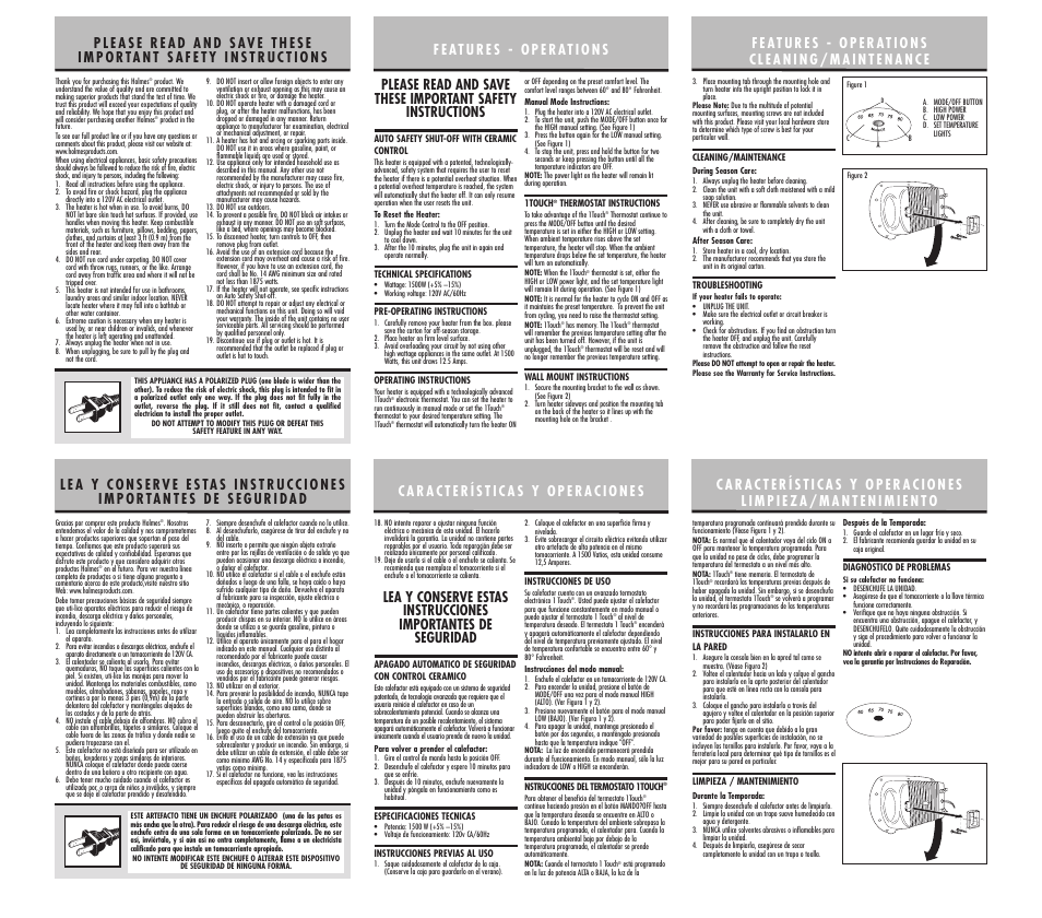 Holmes Portable Electric Heater User Manual | Page 2 / 2