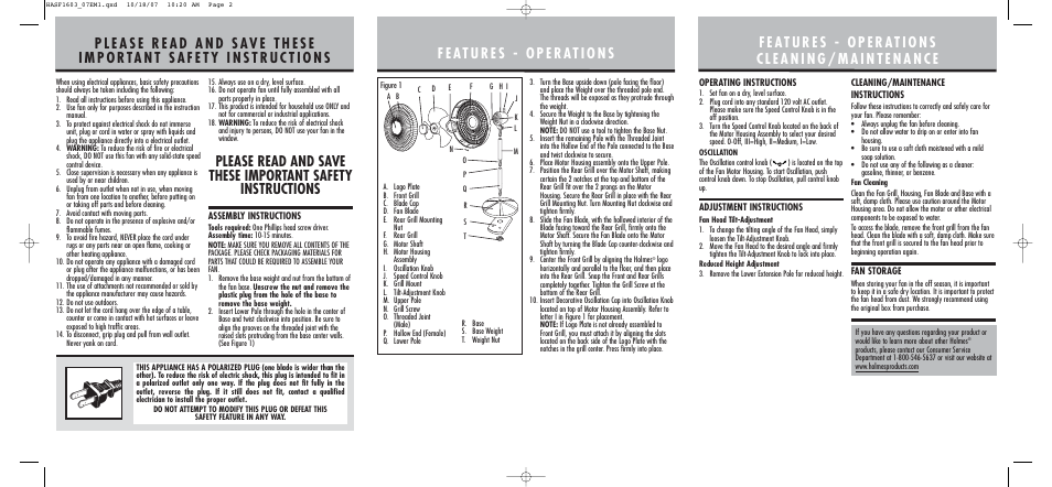 Holmes HASF1603BM2 User Manual | Page 2 / 2