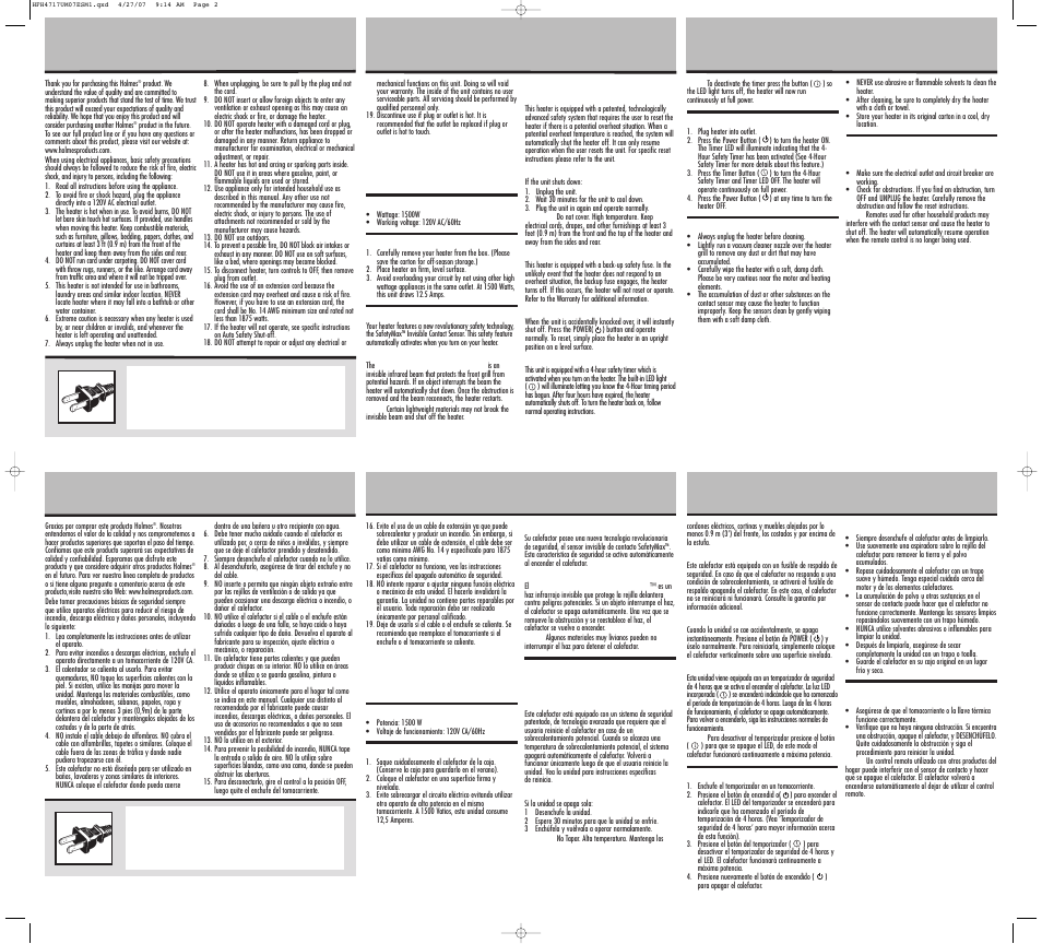 Holmes Heater Fan User Manual | Page 2 / 2