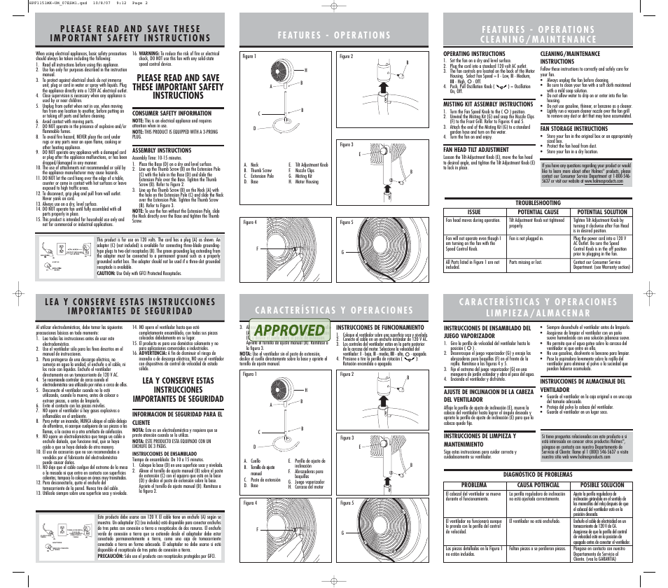 Holmes HPF1151MK User Manual | Page 2 / 2