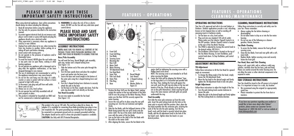 Holmes HASF1650 User Manual | Page 2 / 2