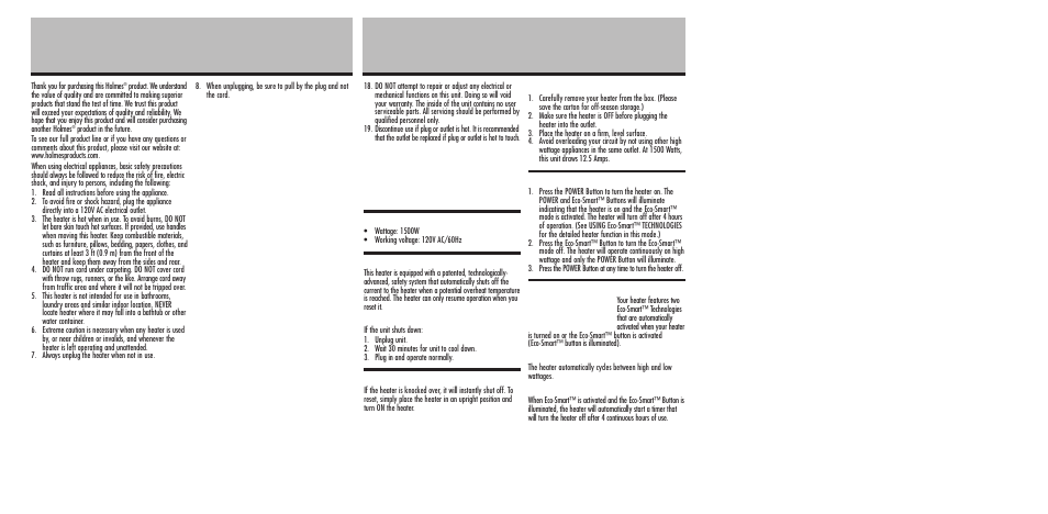 Holmes HEH8001 User Manual | Page 2 / 2