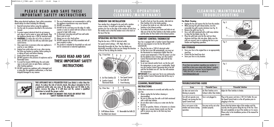 Holmes HAWF2046 User Manual | Page 2 / 2