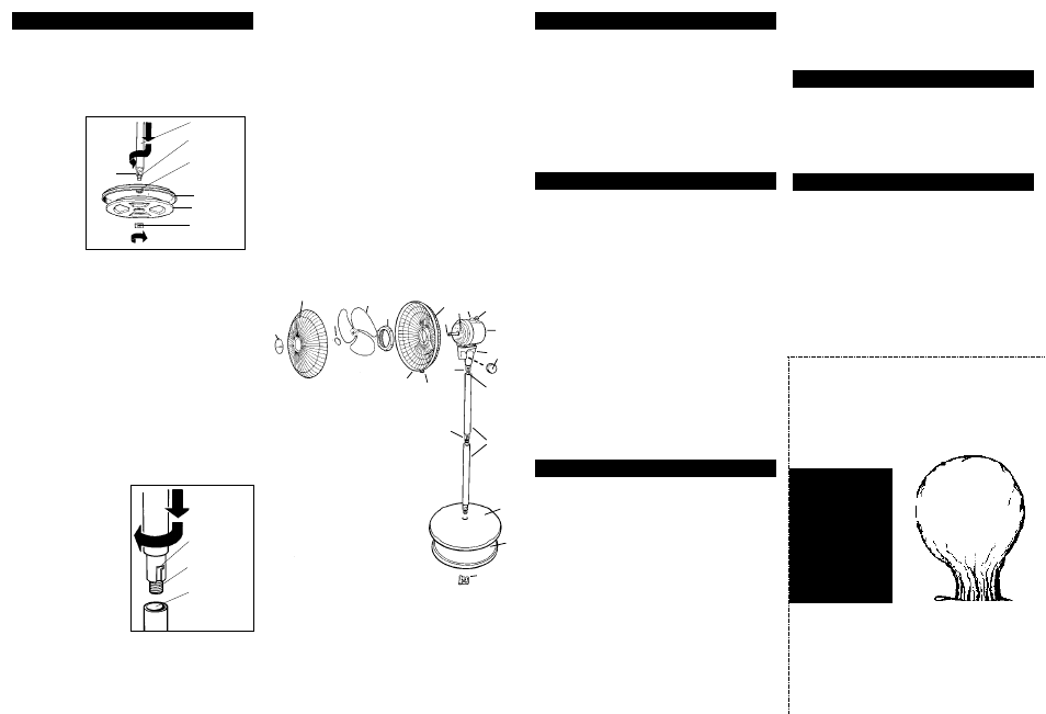 Extend the life of your fan, Fan bonnet, Operating instructions | Adjustment instructions, Cleaning/maintenance instructions, Fan storage, Fan service instructions, Assembly instructions | Holmes HASF1522RCI User Manual | Page 2 / 4