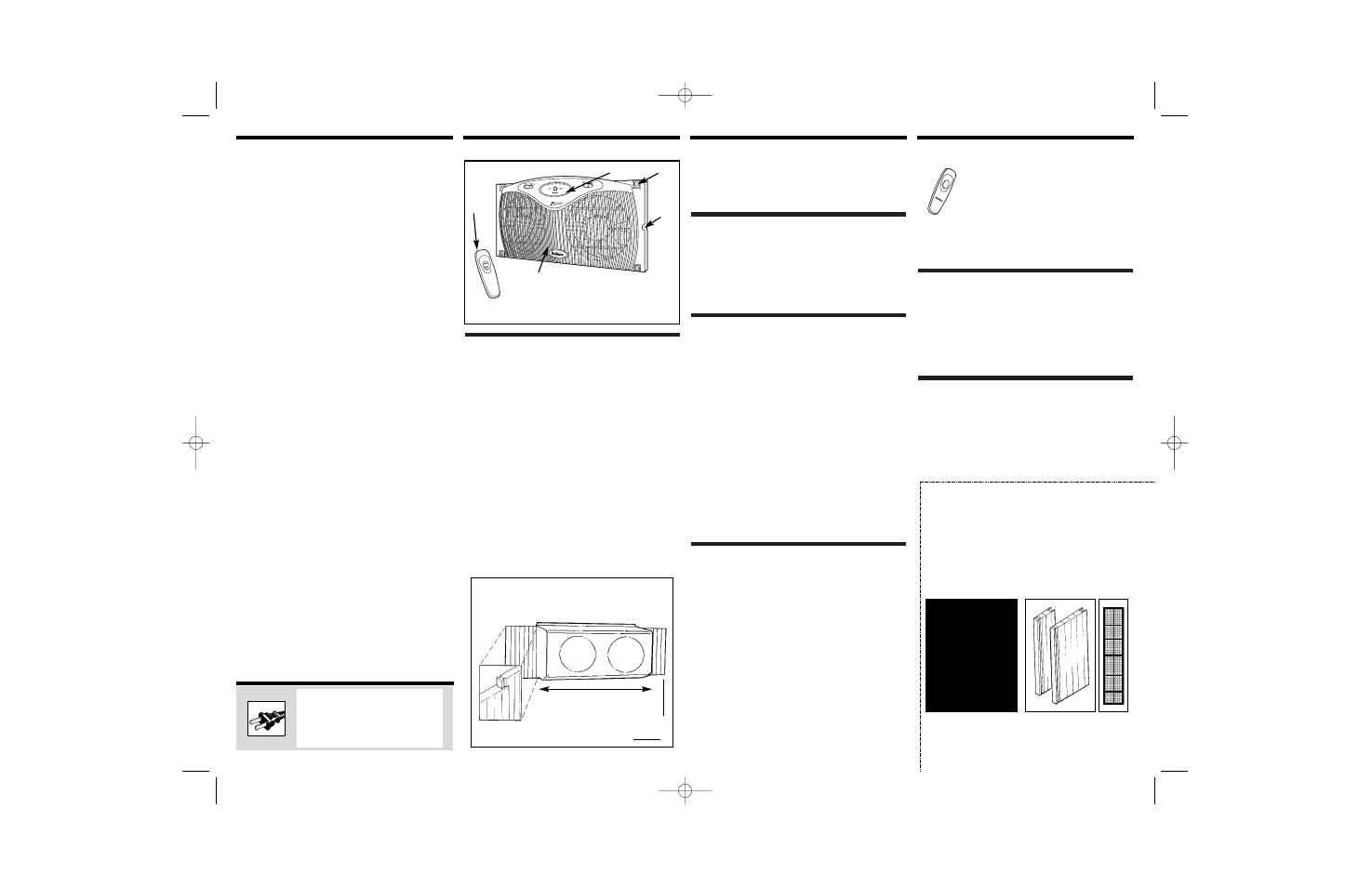 It's a great idea, Additional extender panels & pollen catcher, Filters available | Installation guide, Operating instructions, 1 touch thermostat instructions, Remote control handheld unit, Cleaning/maintenance instructions, Fan storage, Installation instructions | Holmes HAWF2199 User Manual | Page 3 / 4
