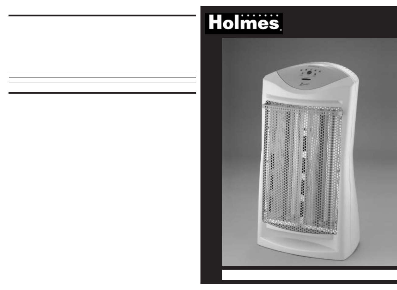 Holmes 1TouchTM Tower Quartz Heater HQH309 User Manual | 4 pages