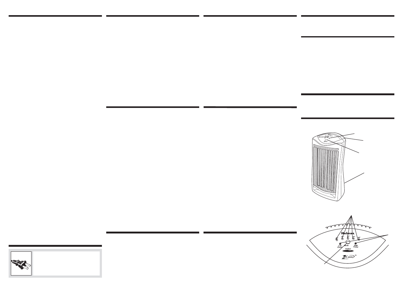 Holmes 1TouchTM Tower Quartz Heater HQH309 User Manual | Page 3 / 4