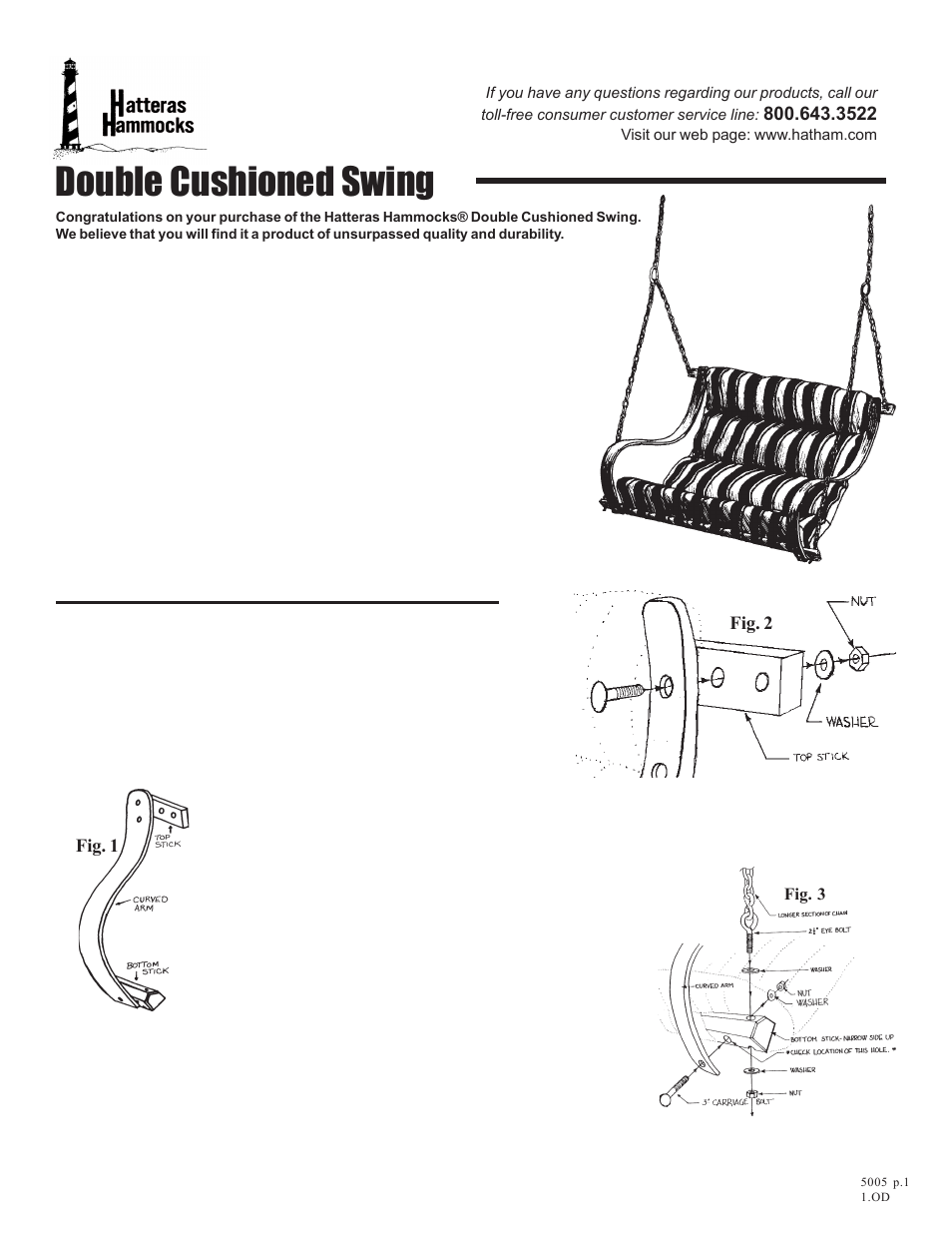 Hatteras Hammocks Double Cushioned Swings none User Manual | 2 pages