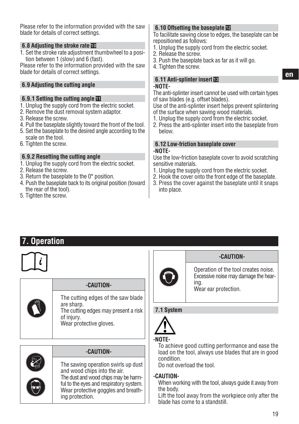 Operation | Hilti WSJ 750 User Manual | Page 12 / 17