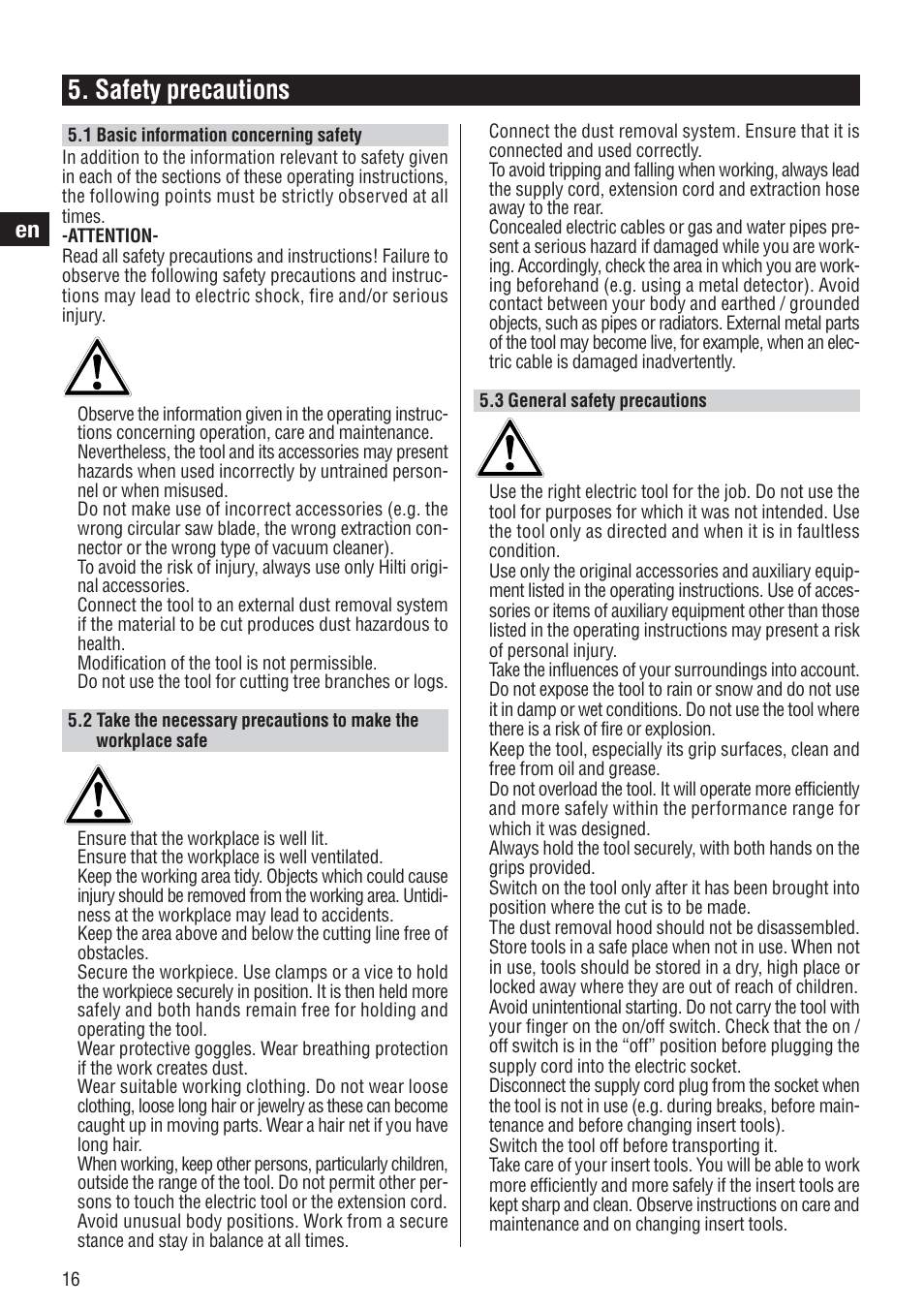 Safety precautions | Hilti WSJ 750 User Manual | Page 9 / 17