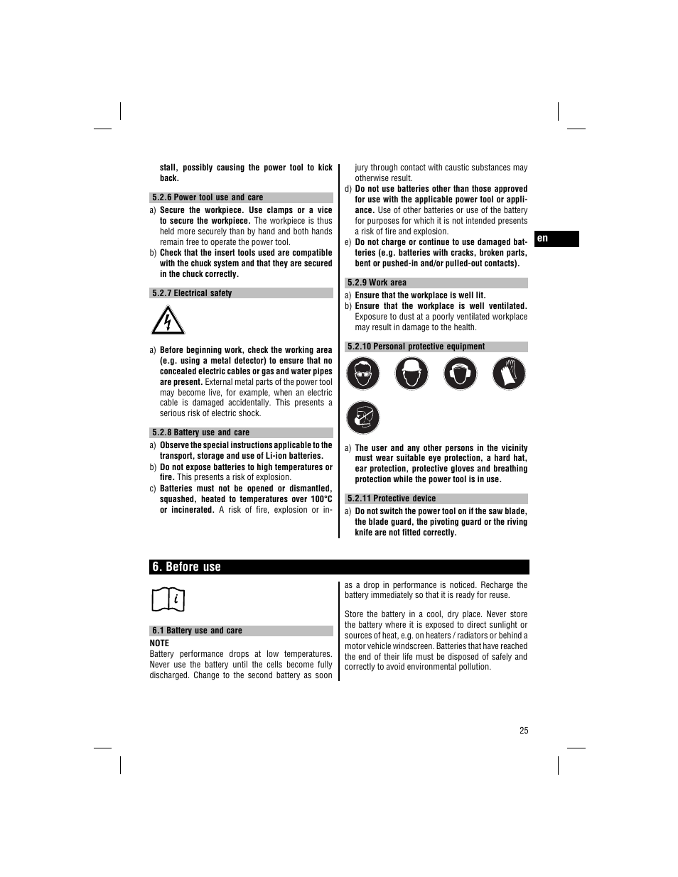 Before use | Hilti WSC 70-A36 User Manual | Page 14 / 22