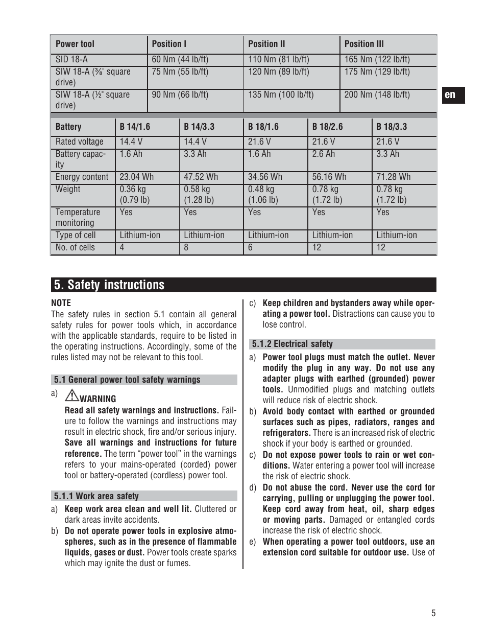 Safety instructions | Hilti SID/SIW 14-A/18-A User Manual | Page 12 / 21