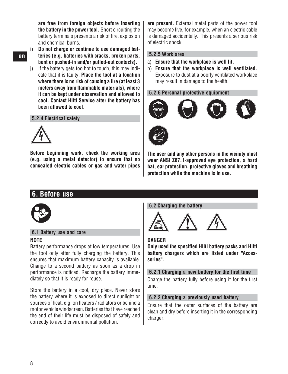 Before use | Hilti SID/SIW 14-A/18-A User Manual | Page 15 / 21