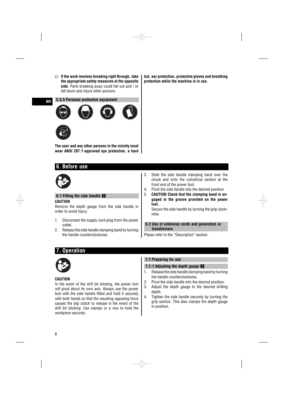 Before use, Operation | Hilti TE 7-C User Manual | Page 11 / 16