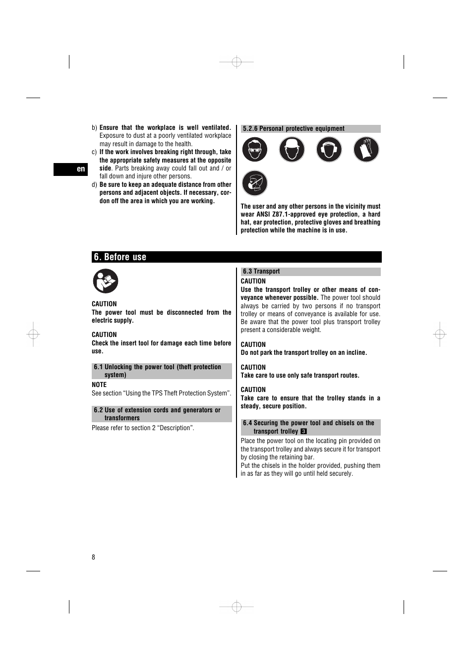 Before use | Hilti TE3000-AVR User Manual | Page 14 / 19
