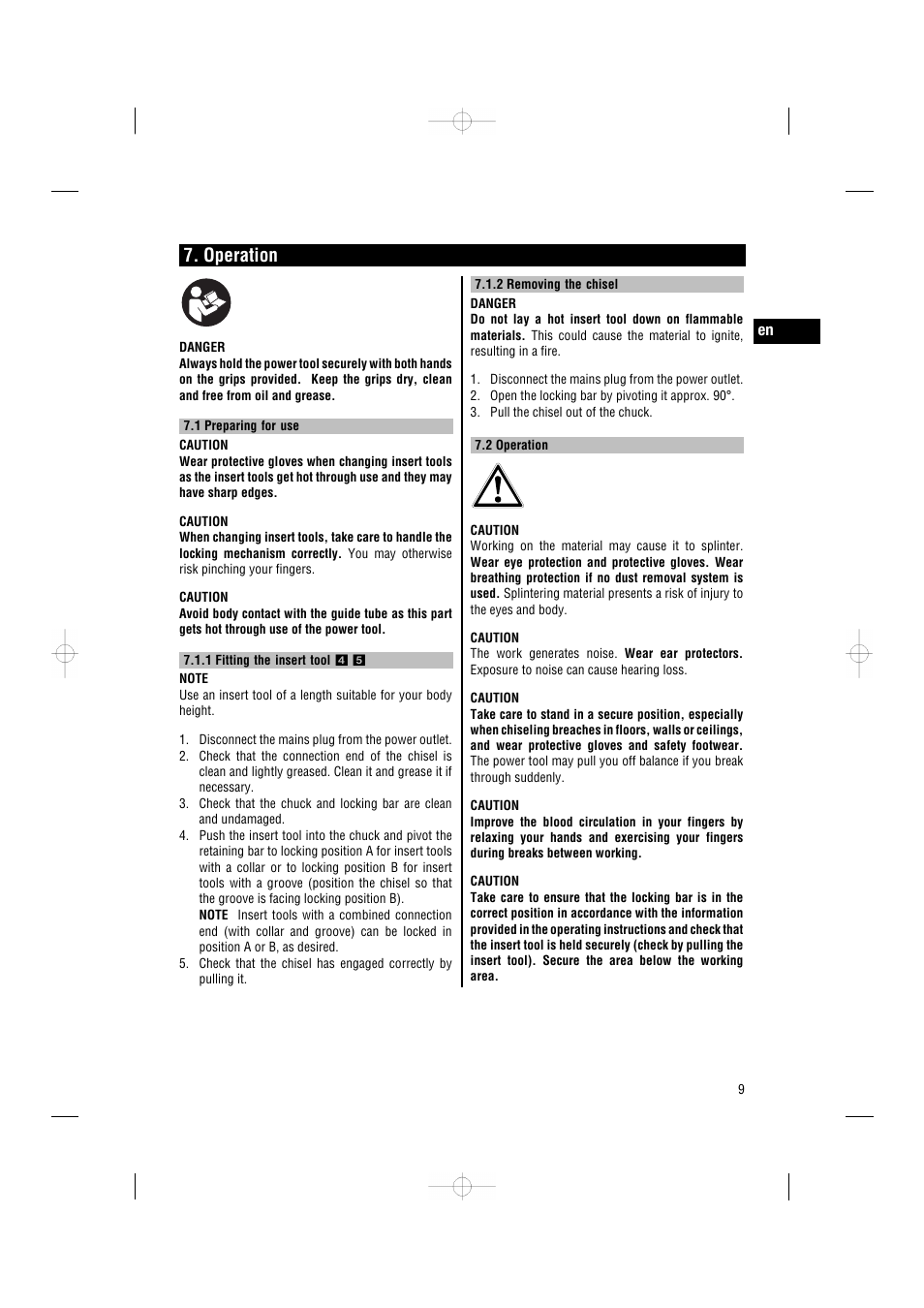 Operation | Hilti TE3000-AVR User Manual | Page 15 / 19