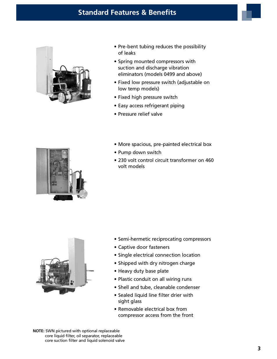 Standard features & benefits | Heatcraft Refrigeration Products SWN0075H2B User Manual | Page 3 / 12