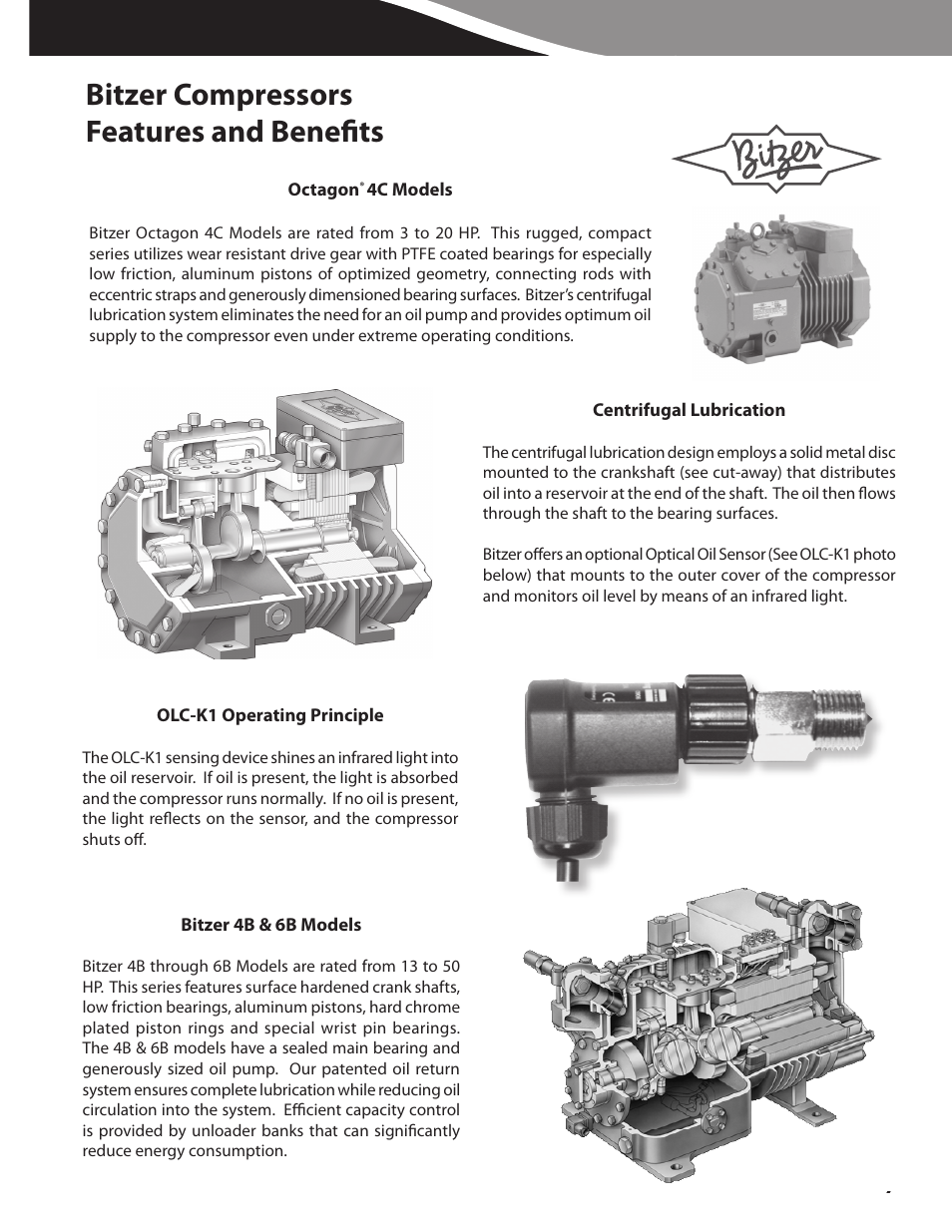 Bitzer compressors features and benefits | Heatcraft Refrigeration Products CLIMATE CONTROL CC-CUBZTB User Manual | Page 7 / 24