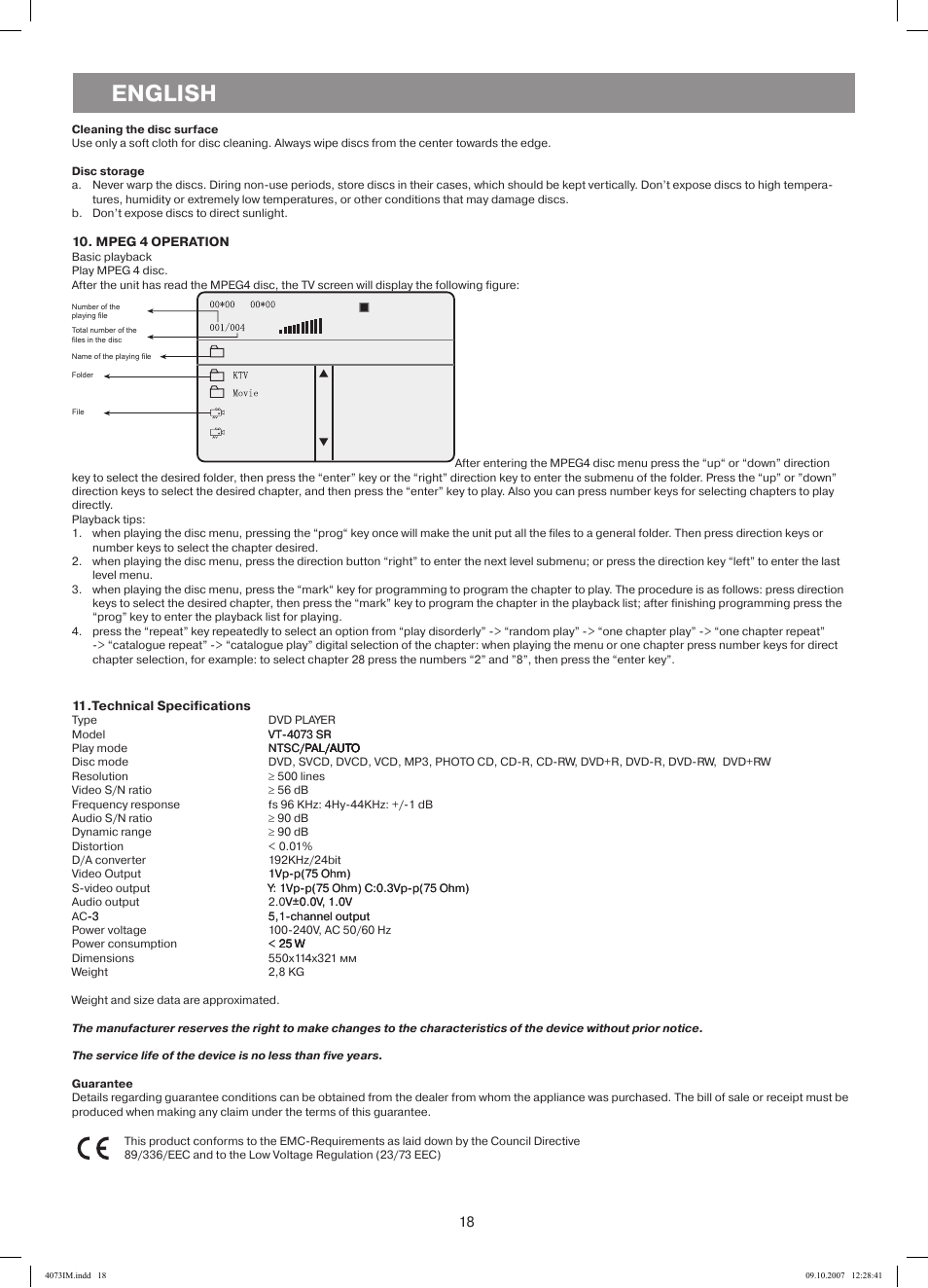 English | Vitek VT-4073 SR User Manual | Page 18 / 92
