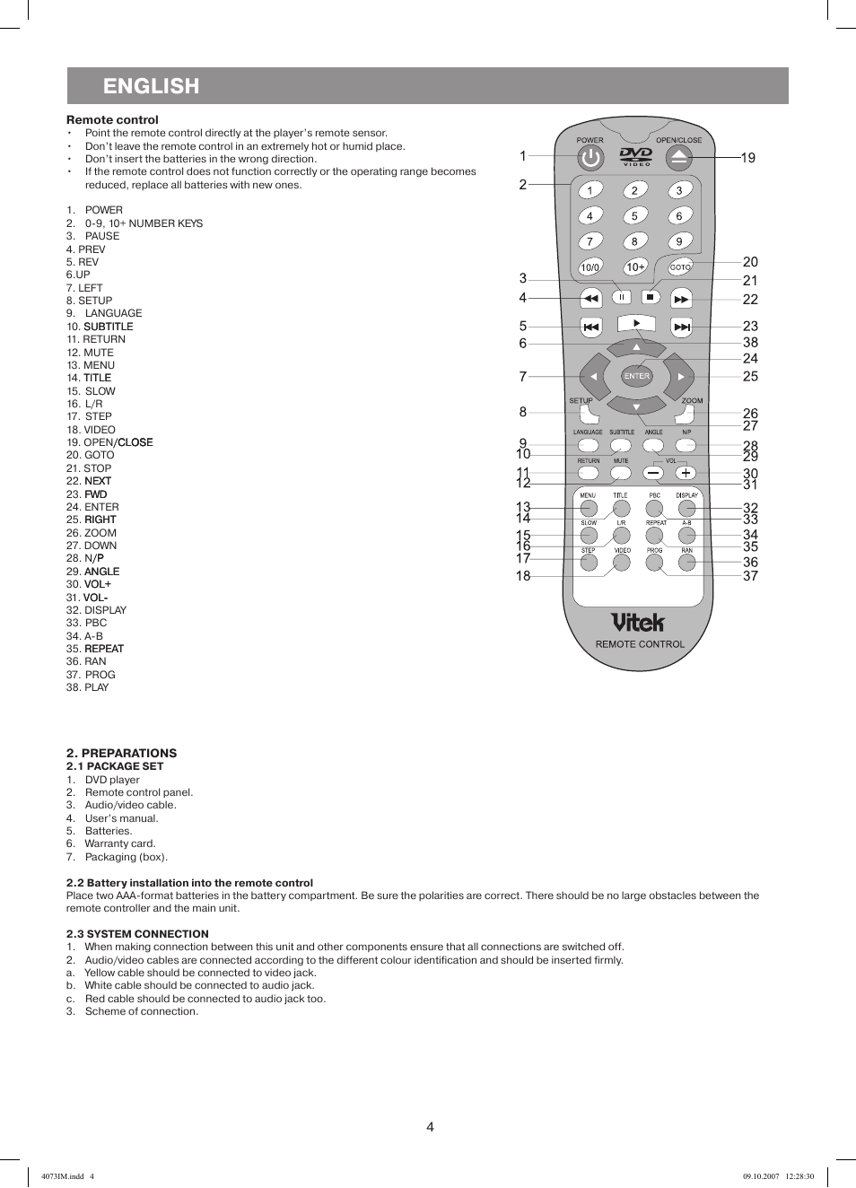 English | Vitek VT-4073 SR User Manual | Page 4 / 92
