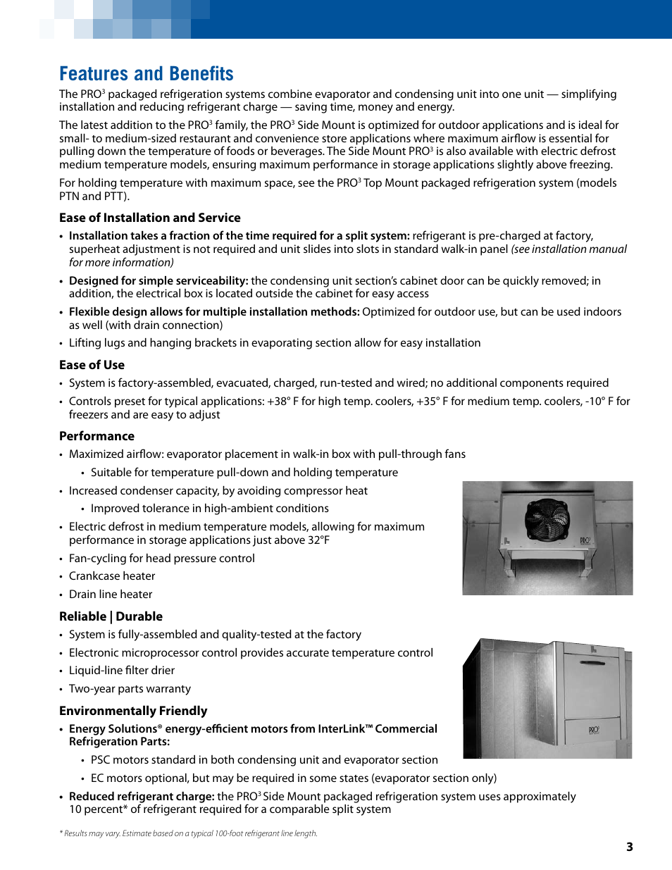 Features and benefits | Heatcraft Refrigeration Products PST User Manual | Page 3 / 8