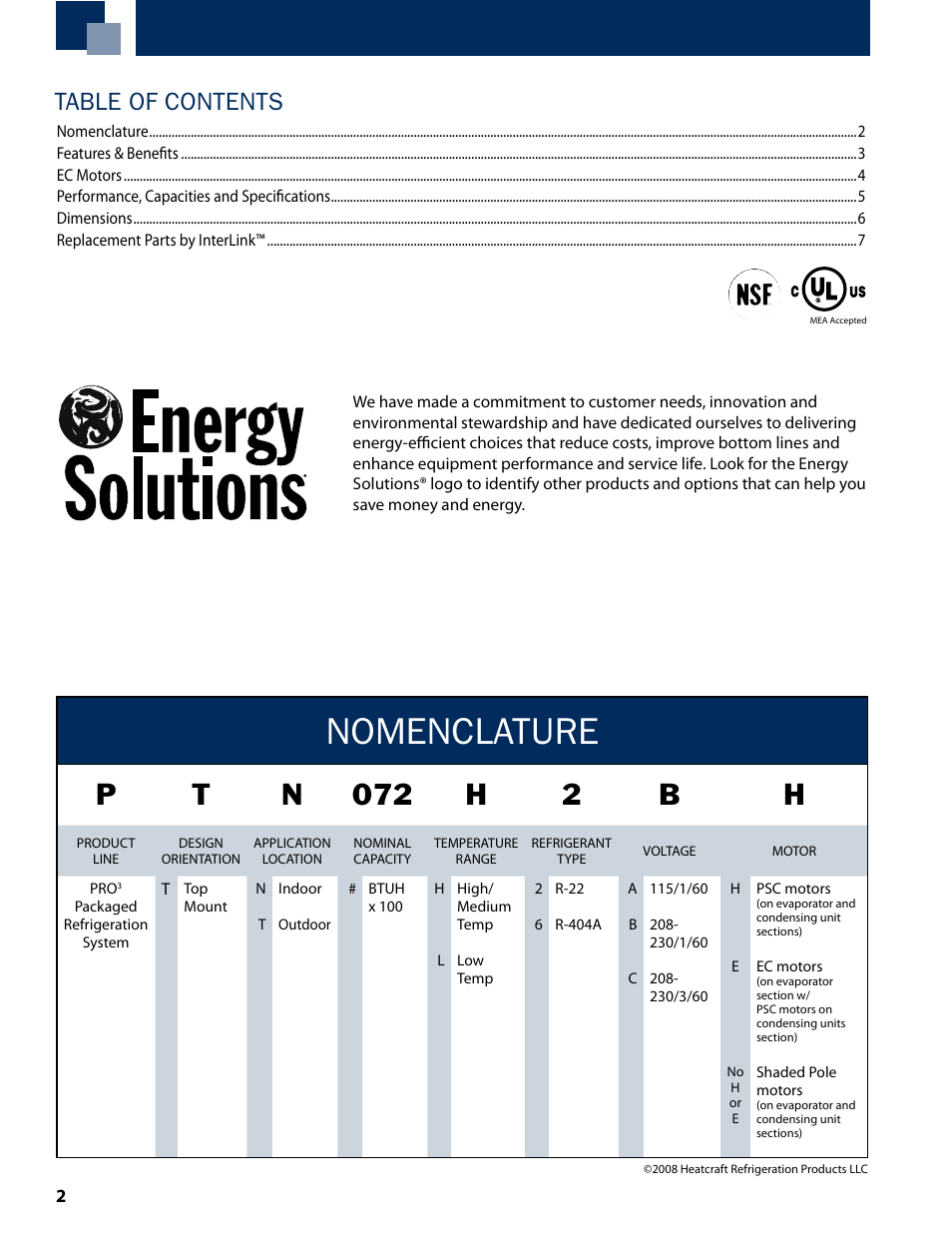 Heatcraft Refrigeration Products PRO3 Top Mount PTT User Manual | Page 2 / 8