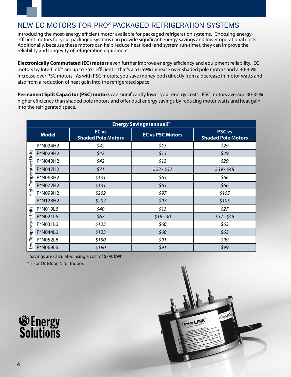 New ec motors for pro, Packaged refrigeration systems | Heatcraft Refrigeration Products PRO3 Top Mount PTT User Manual | Page 4 / 8