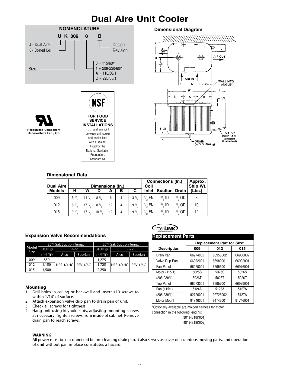 Dual aire unit cooler | Heatcraft Refrigeration Products H-IM-77D User Manual | Page 14 / 16