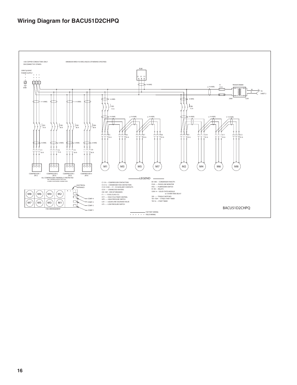 Wiring diagram for bacu51d2chpq, Bacu51d2chpq | Heatcraft Refrigeration Products H-IM-FL1A User Manual | Page 16 / 24