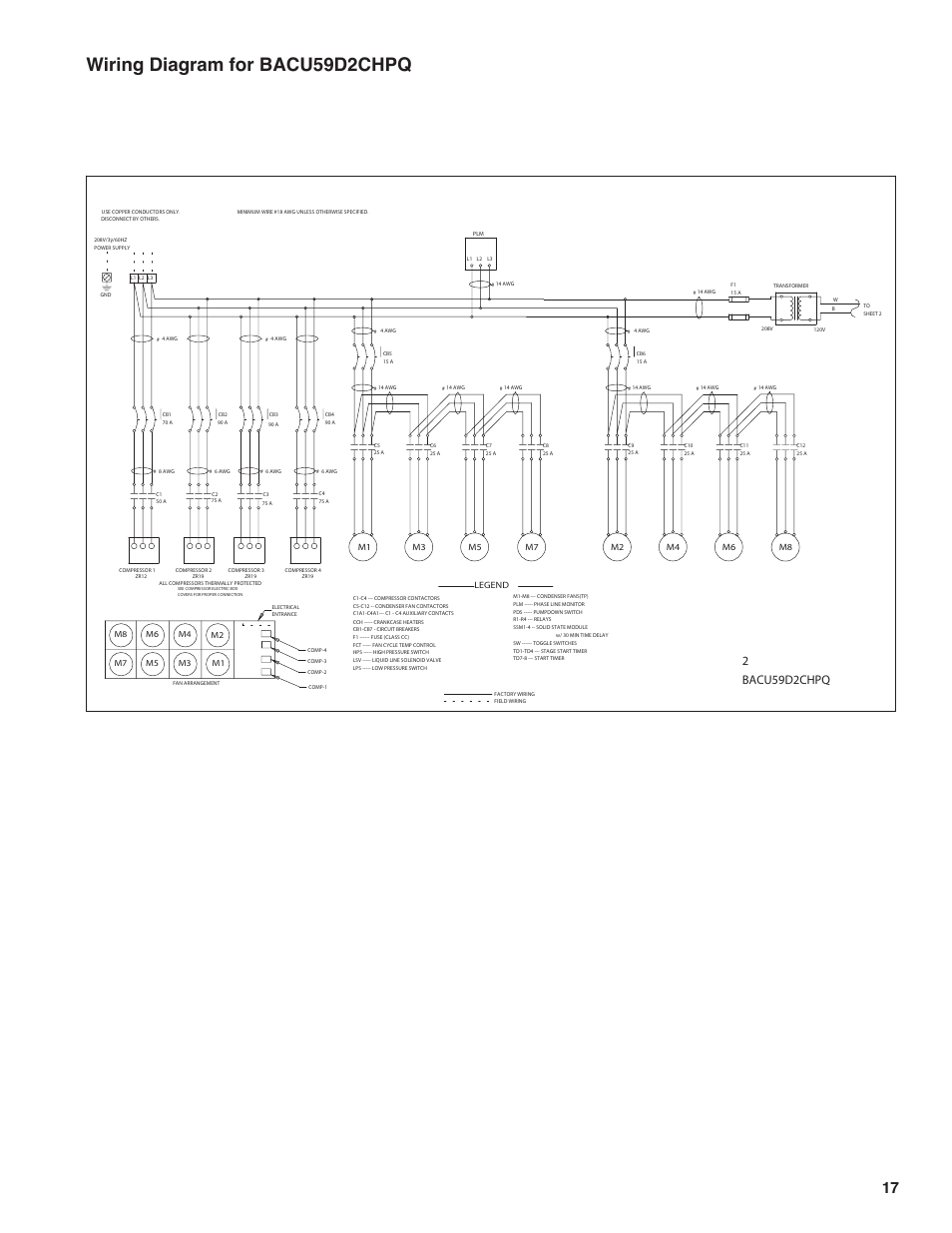 Wiring diagram for bacu59d2chpq, 2 bacu59d2chpq | Heatcraft Refrigeration Products H-IM-FL1A User Manual | Page 17 / 24