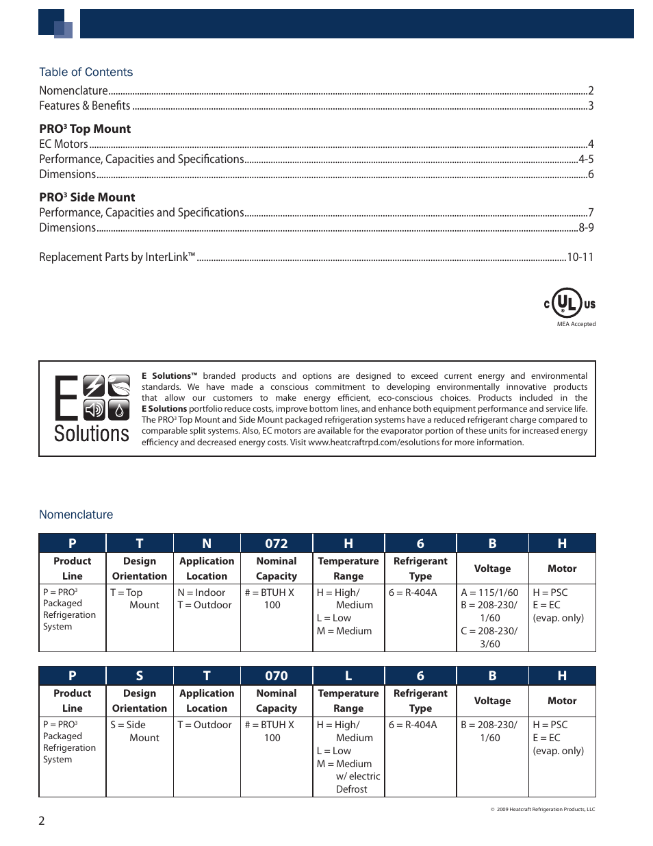 Ps t 070 l 6 b h, Pt n 072 h 6 b h | Heatcraft Refrigeration Products CHANDLER PTN User Manual | Page 2 / 12