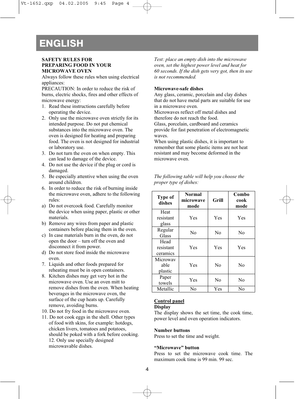 English | Vitek VT-1652 User Manual | Page 4 / 68