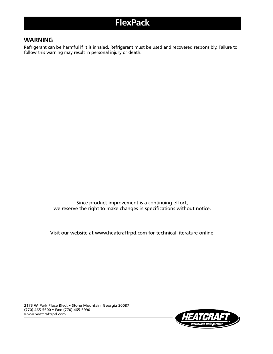 Flexpack | Heatcraft Refrigeration Products H-IM-FP User Manual | Page 24 / 24