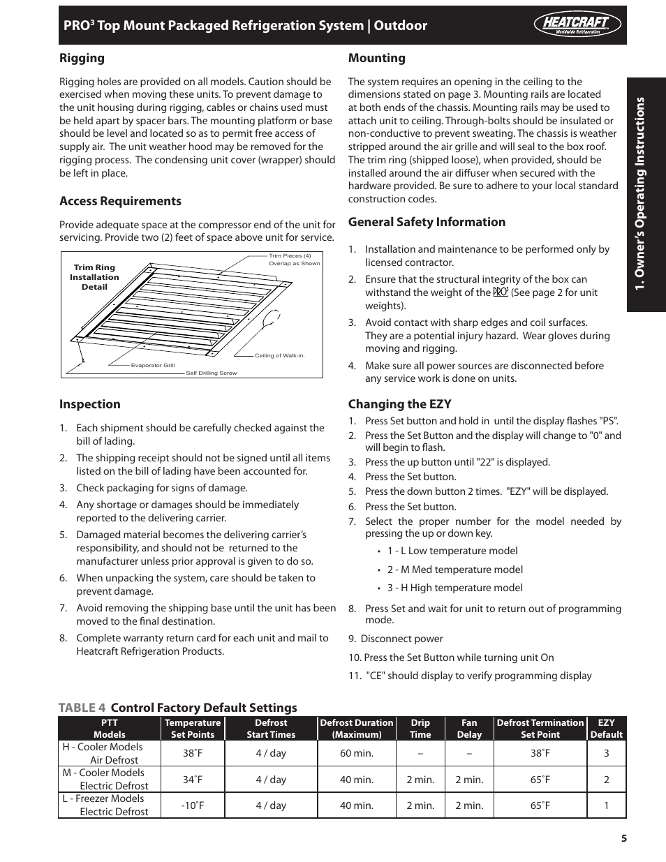 Top mount packaged refrigeration system | outdoor | Heatcraft Refrigeration Products PRO TOP MOUNT H-IM-82C User Manual | Page 5 / 26