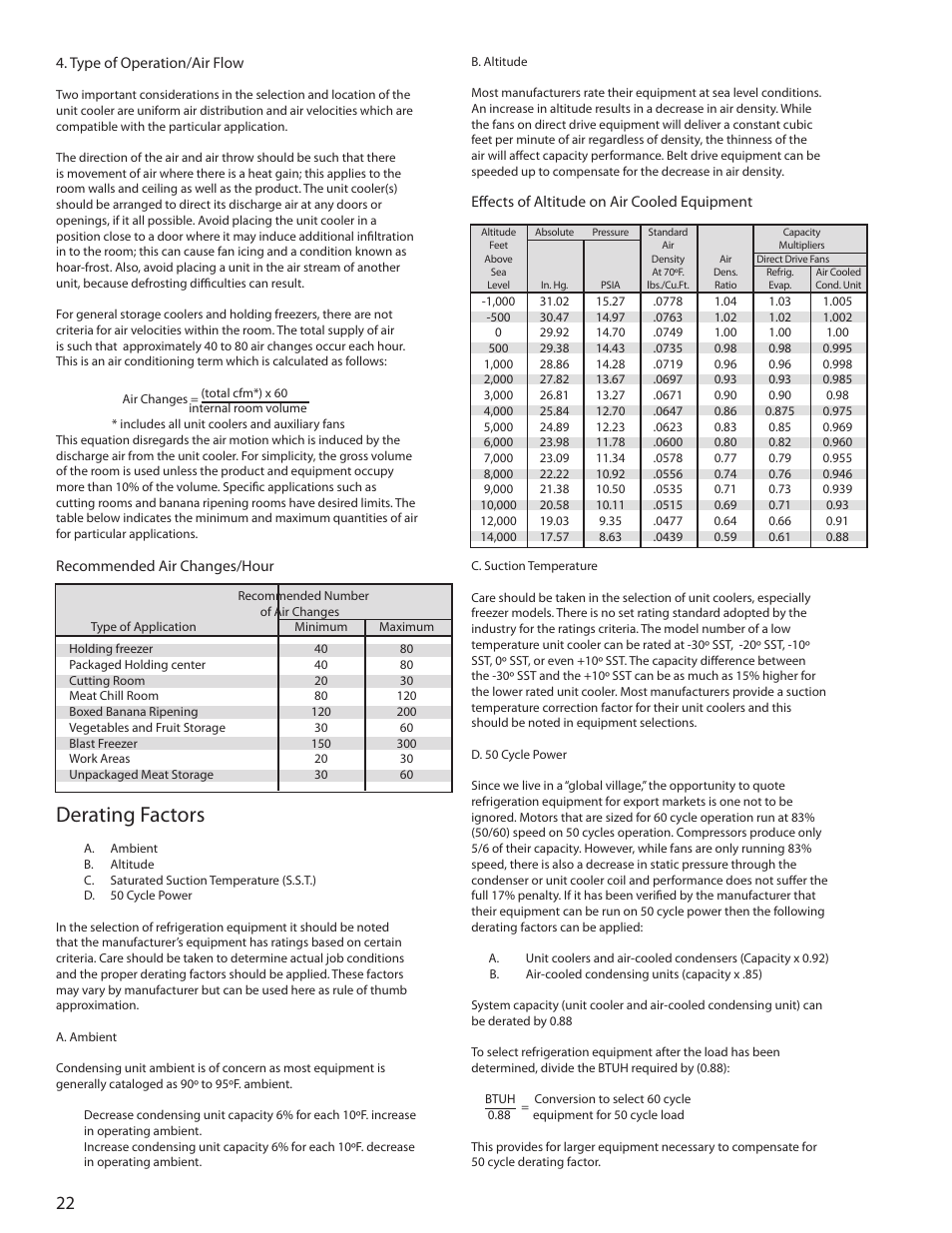 Derating factors | Heatcraft Refrigeration Products H-ENGM0408 User Manual | Page 22 / 44