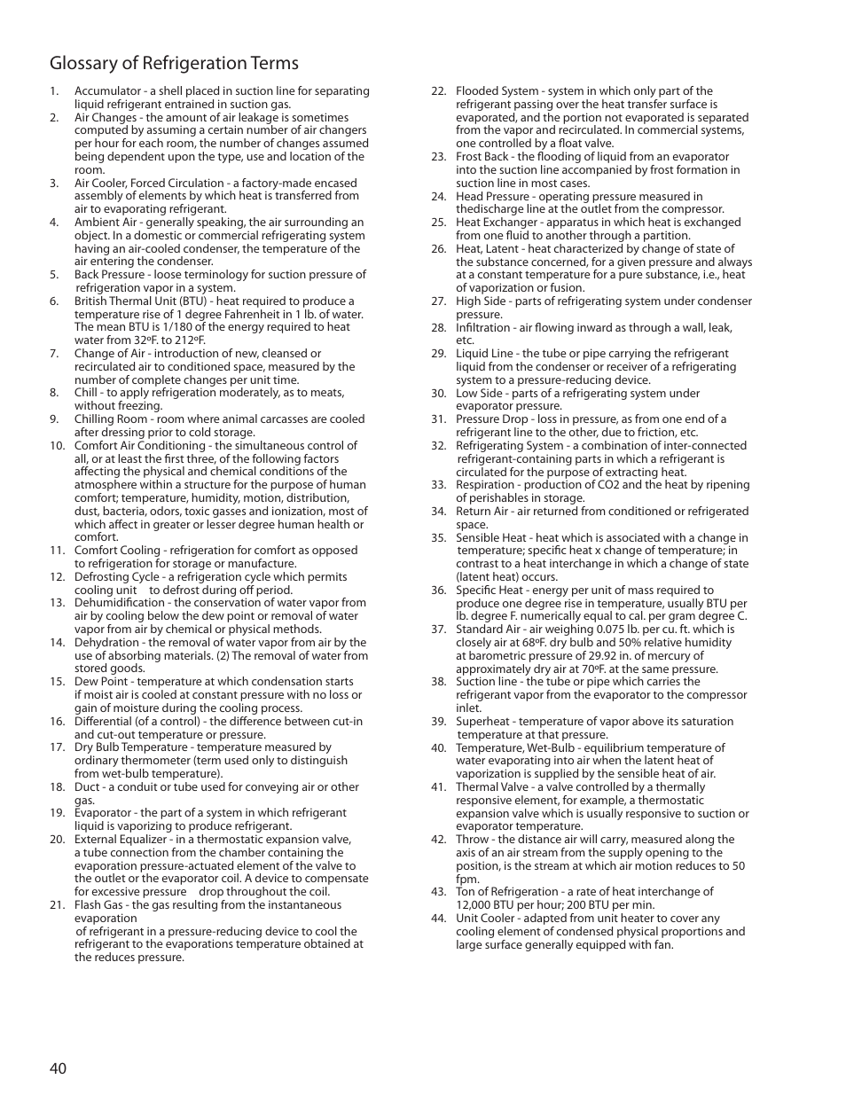 Glossary of refrigeration terms | Heatcraft Refrigeration Products H-ENGM0408 User Manual | Page 40 / 44